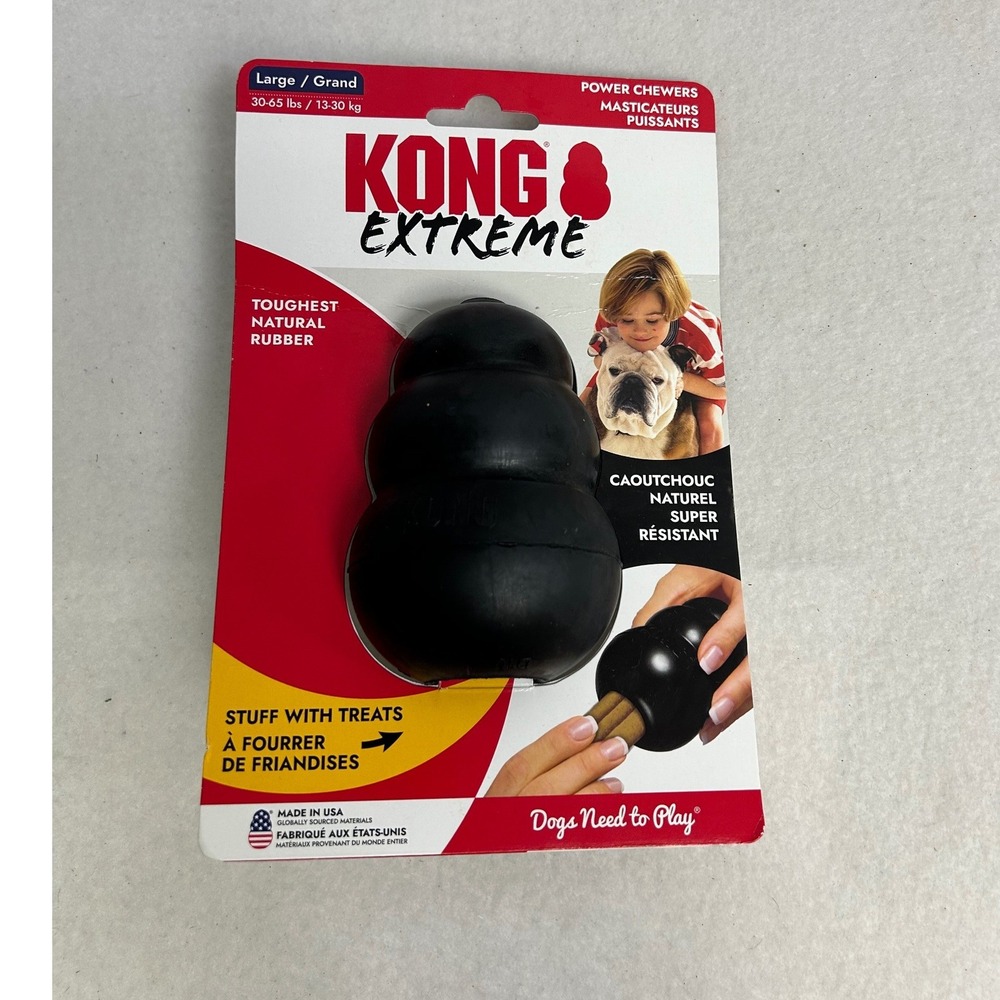 Durable KONG Extreme Dog Large Black Rubber Power Chewer Toy K1